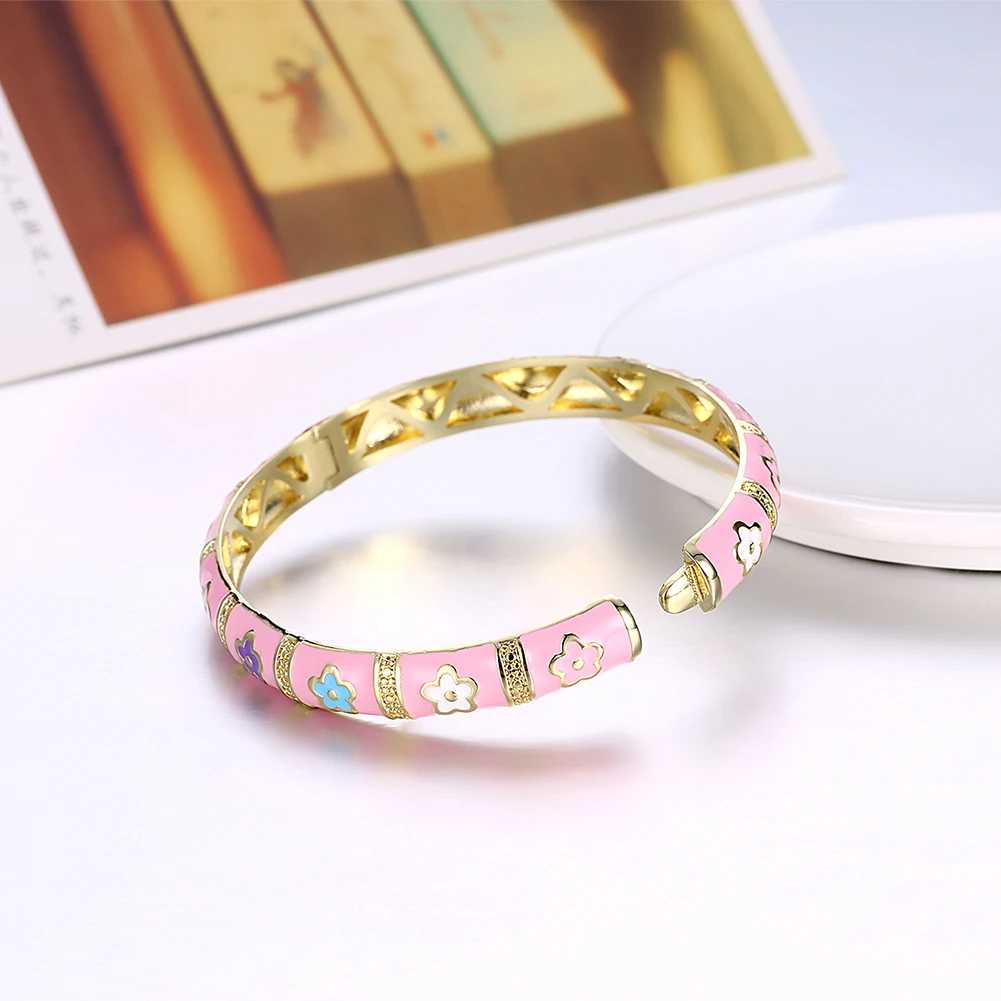 Women's Yellow Gold Color Cute Romantic Round Bangle | Украшения и аксессуары