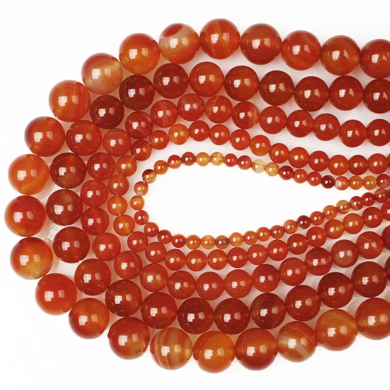 Натуральный камень carnelian, круглые бусины, красный агат 4681012 мм браслет Цепочки и ожерелья ручной работы, сделай сам, бисер для изготовления ювелирных изделий доступом
