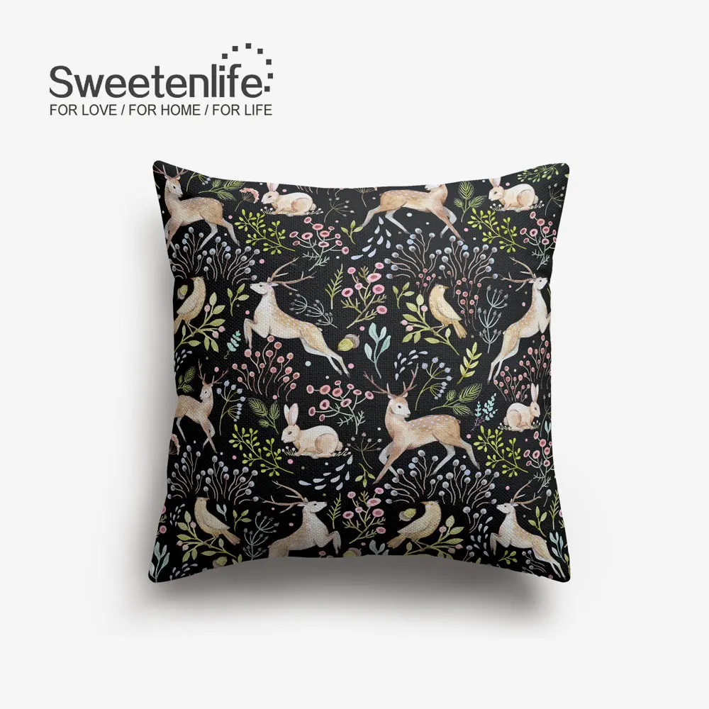 SL0247 Sweetenlife 50x50 см акварель узор Чехлы лесных оленей декоративная наволочка Рождество силуэты стул подушку - Цвет: SL0247