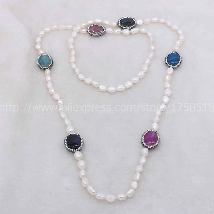 Ожерелье из натурального жемчуга ручной работы драгоценные камни для женщин