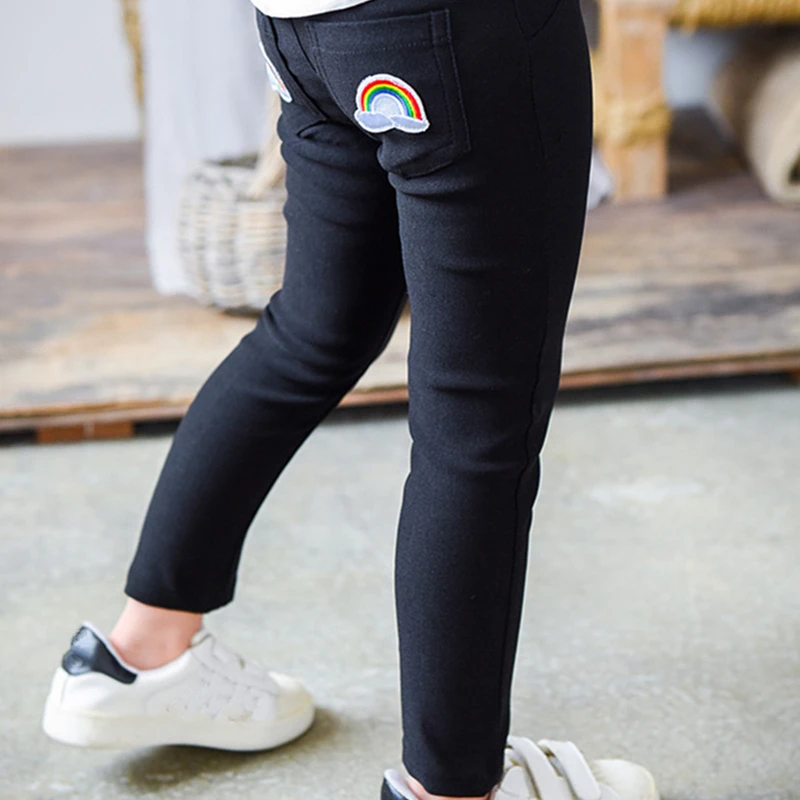 2018 Новые леггинсы для девочек Брюки осенние модные хлопковые Радуга Вышивка