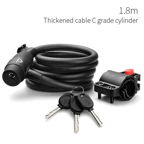 1.8mmBlack Bike Lock Inbike велосипедный замок кодовый пароль велосипедный замок ключ замок для велосипеда стальной Противоугонный кабель замки Мотоциклетные аксессуары для велосипеда - Цвет: 1.8mmBlack Bike Lock