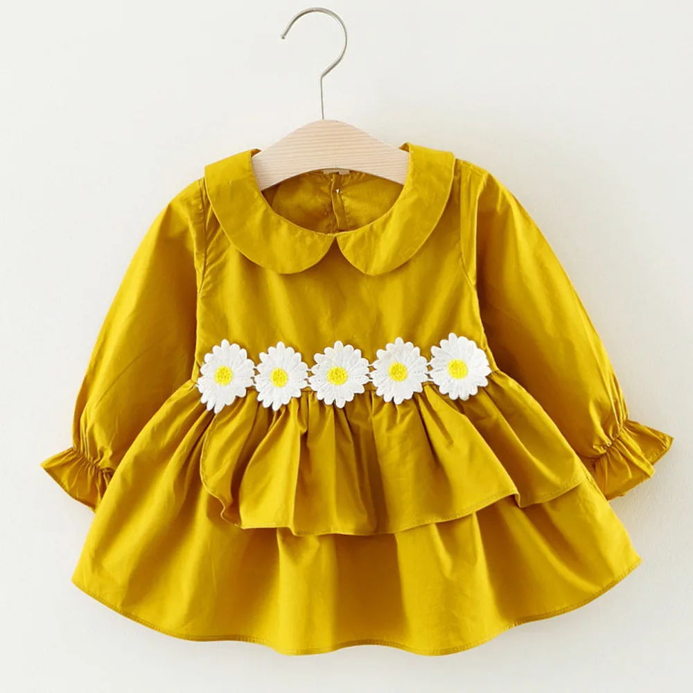 Toddler Kids Baby Girls Flower Clothes Long Sleeve Party Princess Dresses #5D28 | Детская одежда и обувь
