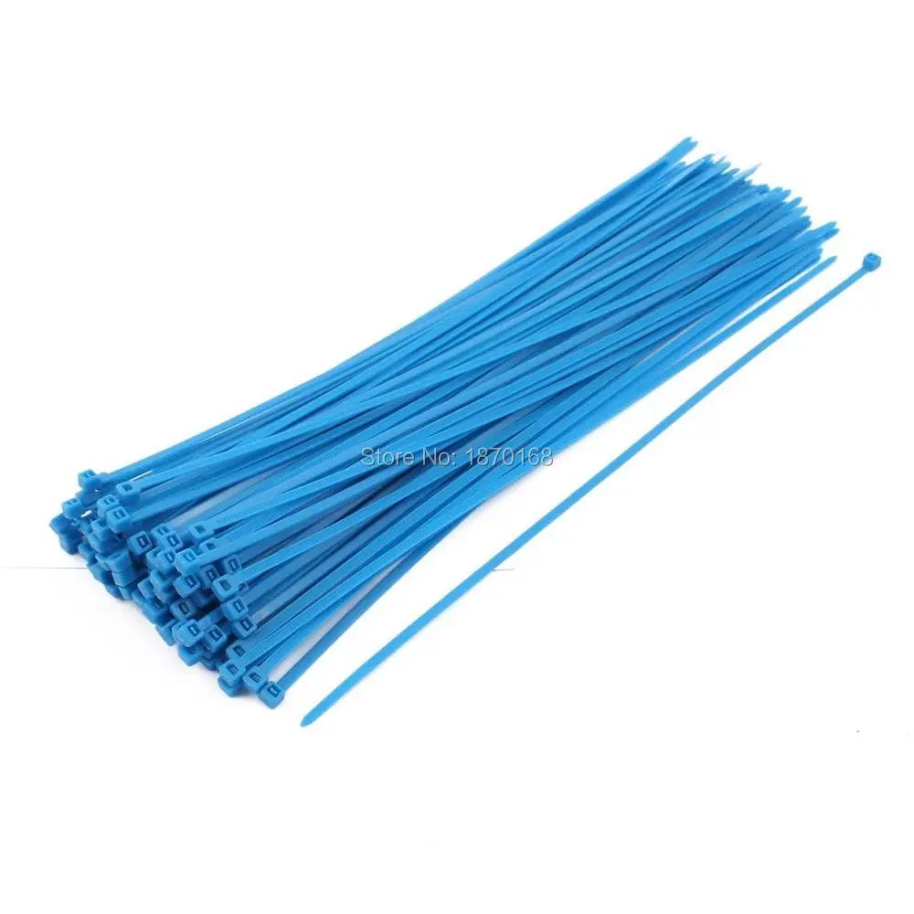 

Самоблокирующиеся Нейлоновые кабельные стяжки 4 мм x 300 мм, тяжелые Промышленные кабельные стяжки, голубые 100 шт.