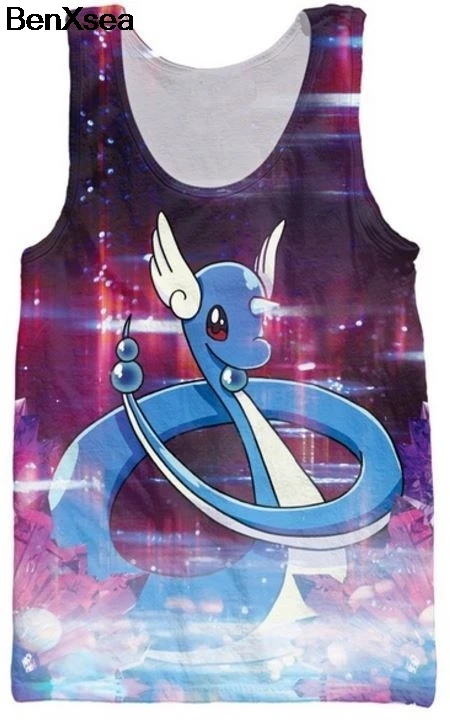 Новый топ на бретелях с 3D принтом Покемон из фильма японские мужские и женские
