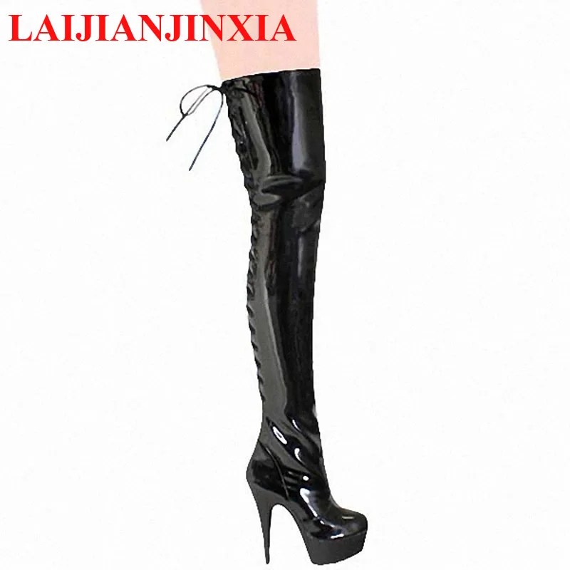 women Over-the-Knee Boots Round Toe 15cm Thin Heels zapatos mujer Nightclub/Party pumps Dance Shoes A-047