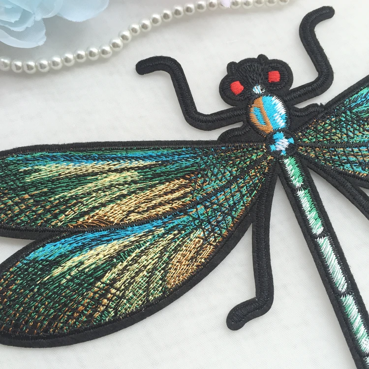 

2pcs/lot Embroidery Dragonfly Patches for Clothes Applique Iron On Butterfly Patch Clothing Sticker DIY Accessories
