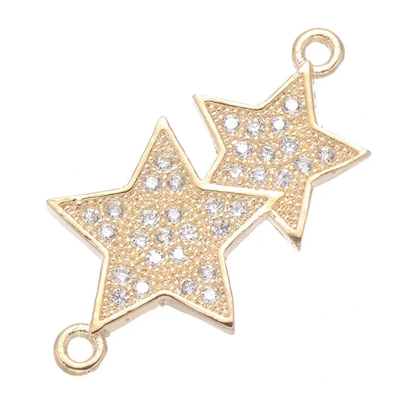 Gold Juya DIY аксессуары для изготовления ювелирных изделий микро Pave циркон цветок звезда подвески-соединители для браслетов серьги аппаратный материал - Цвет: Gold