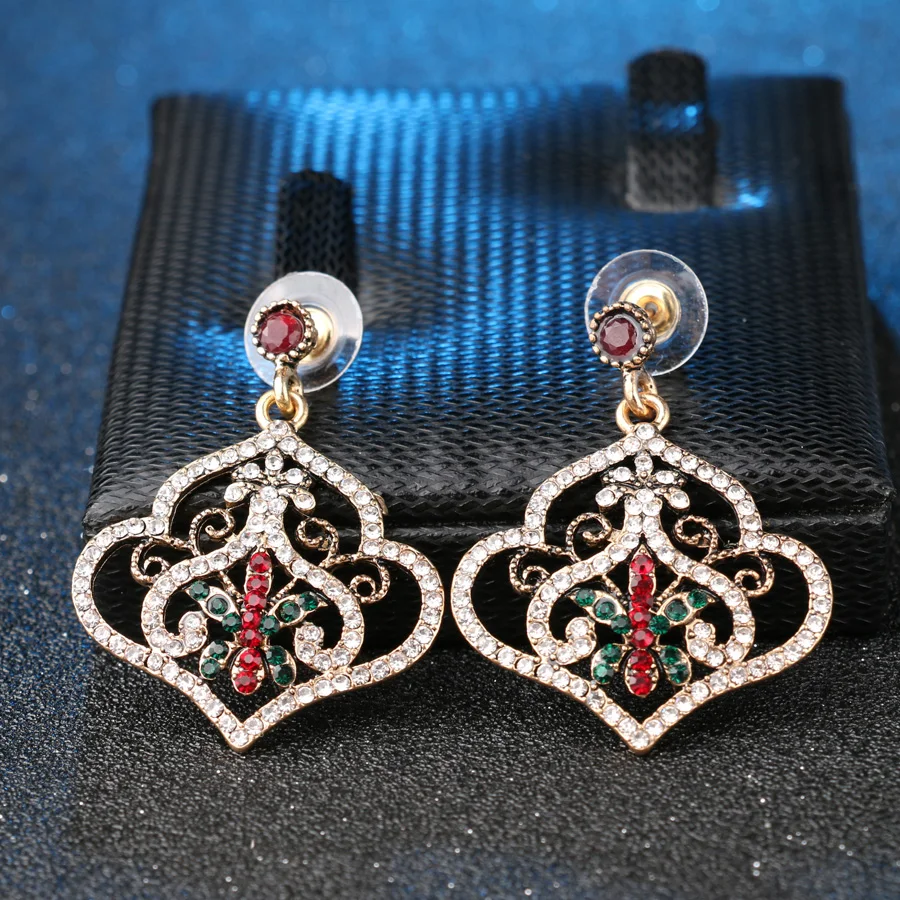 Роскошные турецкие большие Подвесные серьги для женщин антикварные золотистые с