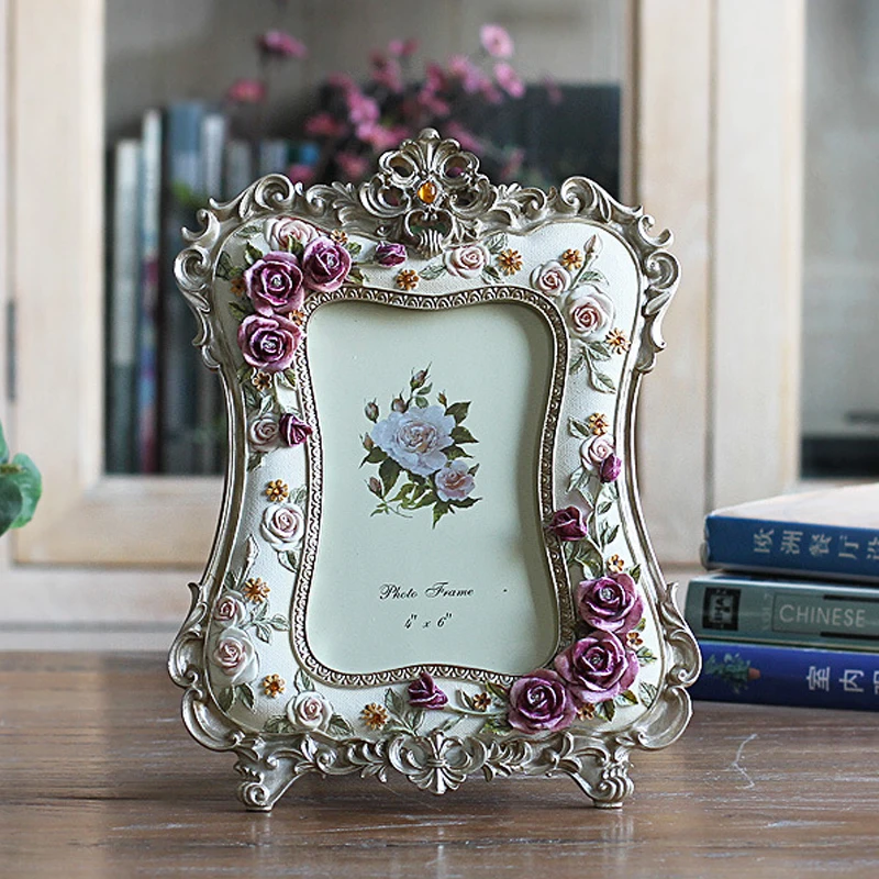 6 дюймов Роза смолы фоторамка Desktop ремесла творческий свадебный подарок Главная