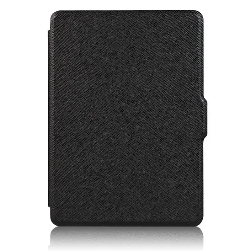 Ультра тонкий кожаный чехол с Искусственная кожа чехол для нового kindle 8-го поколения для чтения электронных книг на застёжке с фиксацией для kindle 558 6,0 дюймов чехол+ Защитная пленка на экран - Цвет: black