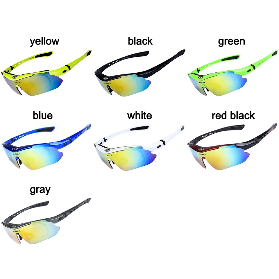 LOCLE Polarized Hiking Sunglasses Sports Glasses Myopia Cycling Bicycle Riding Eyewear UV400 Protect Camping Men Sun Glasses