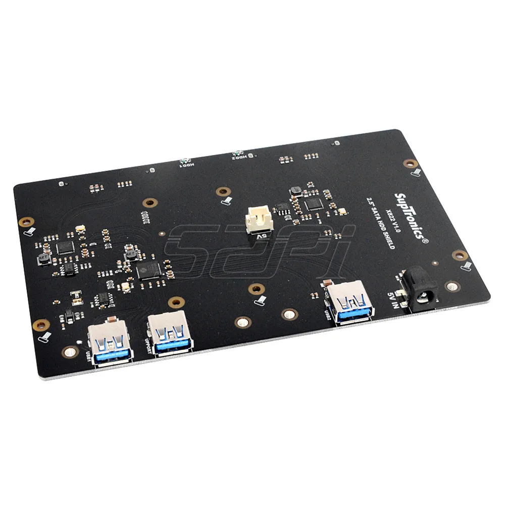 X822 Board 52Pi X822 двойной 2," жесткого диска SATA HDD/SSD экранированный USB 3,0 Плата расширения Мощность адаптер для Raspberry Pi 1 Модель B+/2/Note 3(B плюс)/ROCK64 - Цвет: X822 Board