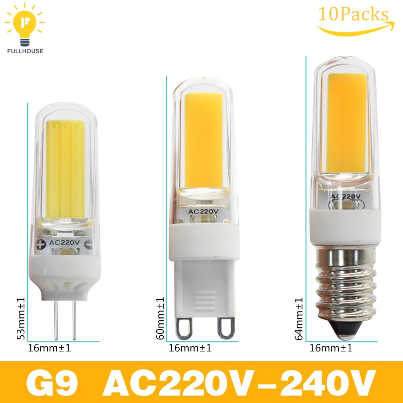 10 шт./лот 220 В G4 Bombillas светодио дный светильники для дома G9 E14 AC220V 2609 COB Lamparas свет