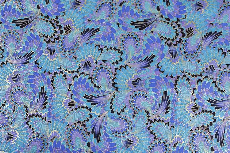 

LEO&LIN Vintage Blue Purple Adornment peacock Tails Grain Tipping Patchwork Printed Cotton Cotton Fabric Tissus 50cm