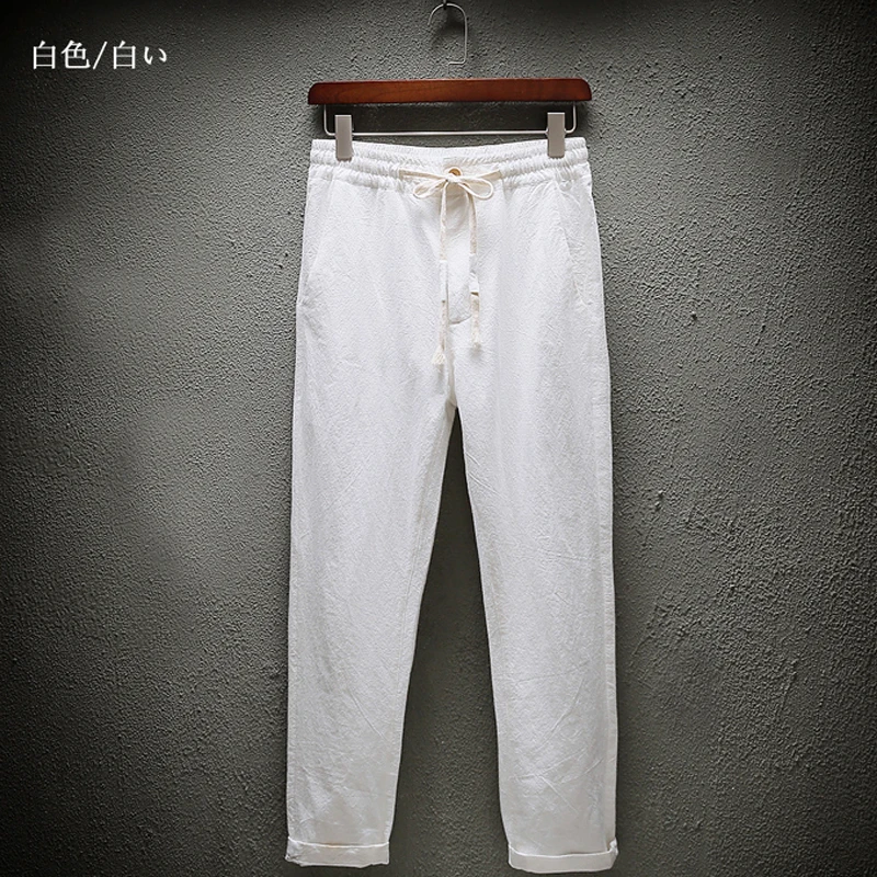 Мужские льняные прямые брюки до щиколотки 4 цвета 2019|straight pants men|pants menankle length |