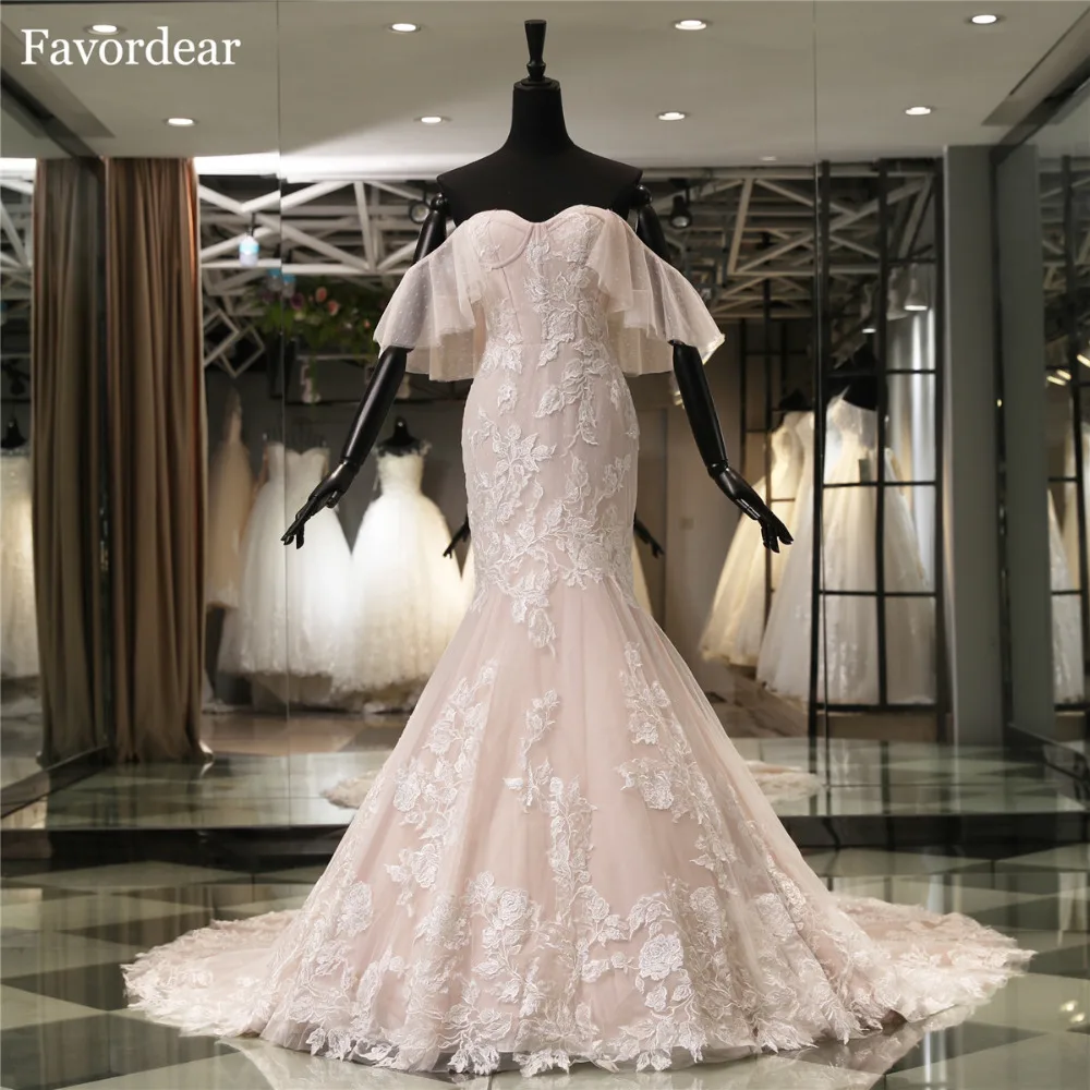Favordear Vestido De Novia New Arrival High End Sweet Off The Shoulder Blush Mermaid  Wedding Dress