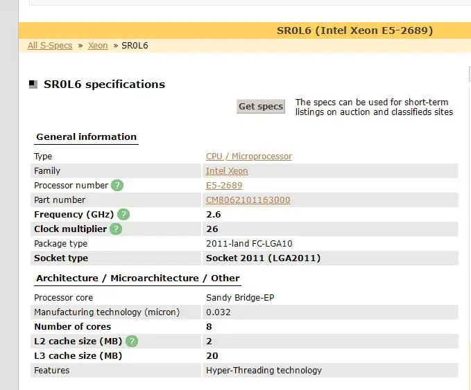 Процессор Intel Xeon E5-2689 E5 2689 cpu 2,6 LGA 2011 SROL6 настольный процессор Восьмиядерный cpu нормальная работа