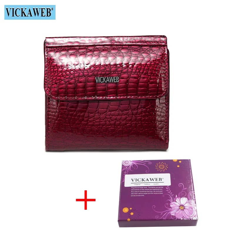 Jujube Red and Box VICKAWEB мини кошелек для женщин из натуральной кожи кошельки модные Аллигатор Hasp короткий кошелек для женщин маленькие женские кошельки и кошельки 209 - Цвет: Jujube Red and Box