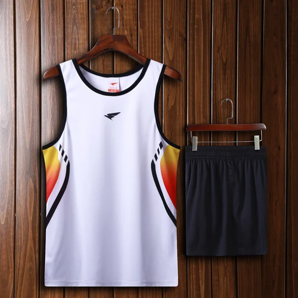 white Новинка, мужская спортивная одежда, спортивный комплект, одежда для марафона, жилет+ шорты, комплекты для гонок, спортивный костюм для бега, бега на открытом воздухе, спортивные костюмы - Цвет: white