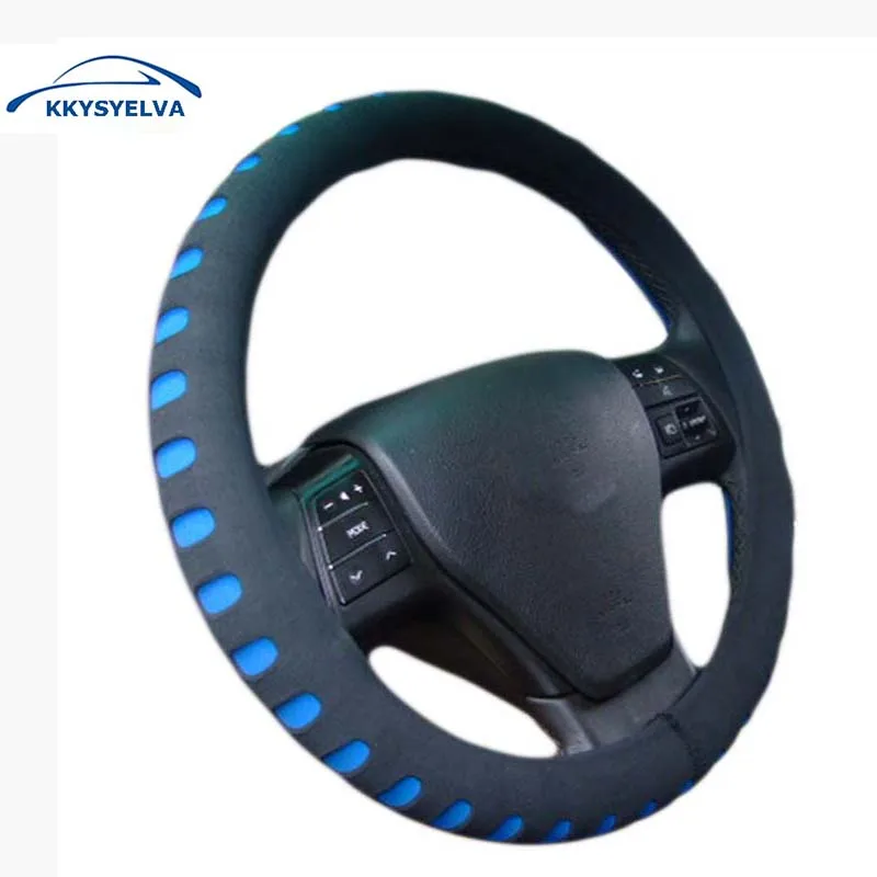 KKYSYELVA EVA Пробивной красный чехол рулевого колеса автомобиля 38 см Универсальный Авто Руль Чехлы автомобиля аксессуары для интерьера