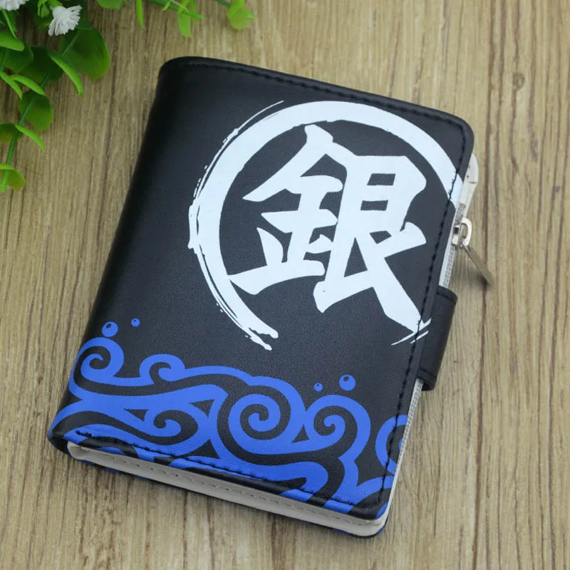Gintama Сказочный хвост аниме кожаный кошелек черный цвет Кнопка Кошелек для женщин и мужчин крутой мешок денег 3D цветной с принтом для подарка - Цвет: Gintama