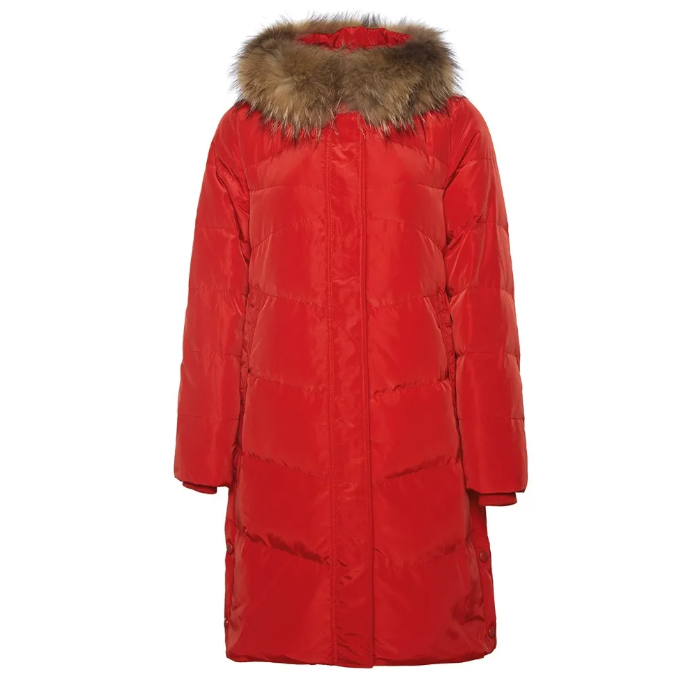

Detachable natural raccoon fur collar hooded down coat outerwear women medium long warm winter down jacket 2019 autumn plus size