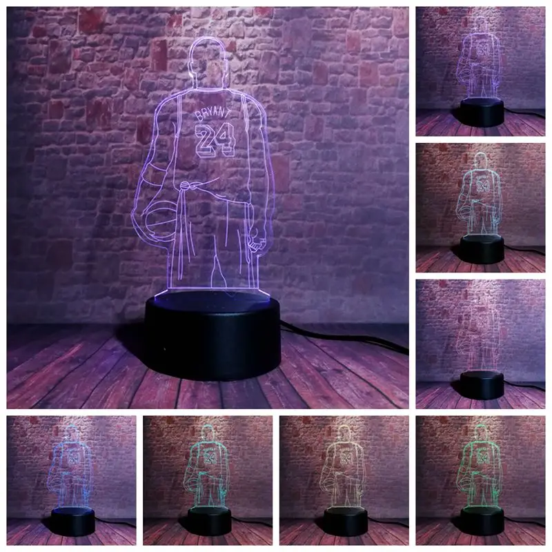 

Basketball Kobe Bryant Figure 3D Nightlight Visual Illusion LED 7 Colors Changing Flash Light Sporter Laker Bryant 24 Model Toys