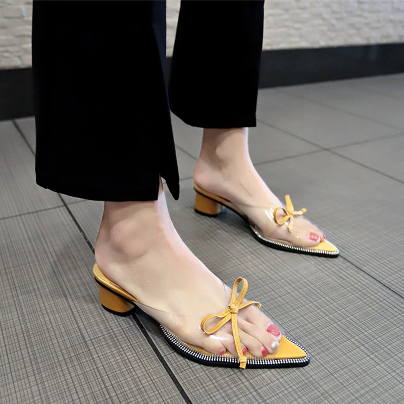 Прозрачные женские туфли лодочки Женская обувь Большие размеры 34–43 Ясно Лук pvc