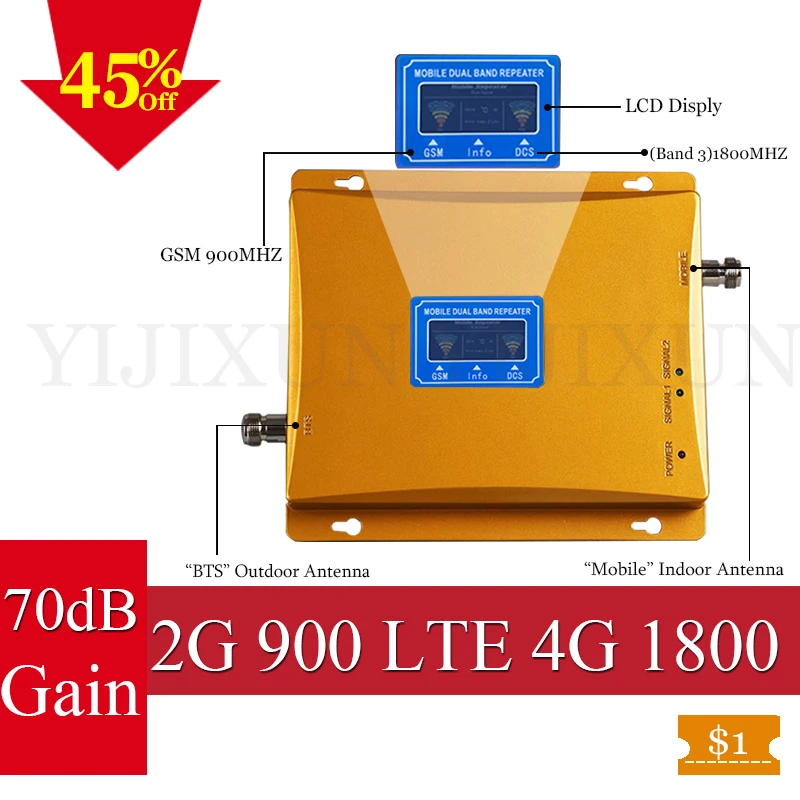 BigSale! Россия 900/1800 LTE 4G усилитель сигнала GSM 4 г ретранслятор для сотового телефона