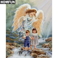 homfun full squareround drill 5d diy diamond painting angel kids embroidery cross stitch 5d home decor gift a01387