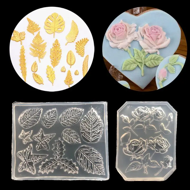 

Rose Flower Maple Leaves Cake Decor Resin Pendant Silicone Molds Jewelry Tools