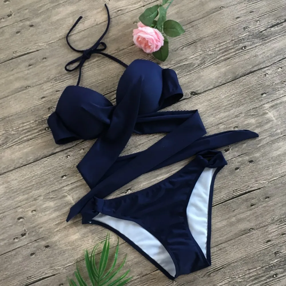 Sporlike Push Up Бикини 2019 Cross Stripe для женщин купальники малышек Купальник короткий топ