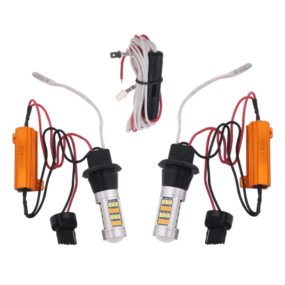 Новый 2 шт. 7440 2835 42 SMD автомобиль 42LED DRL дневные ходовые огни двойной цвет