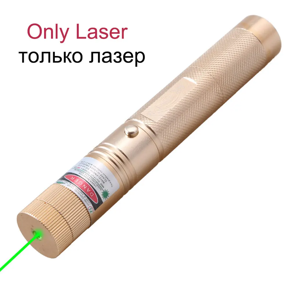 Золотой Лазерная указка высокой мощности 532nm 303 зеленая лазерная указка ручка Регулируемая сжигание матч с перезаряжаемой батареей 18650 - Цвет: Золотой