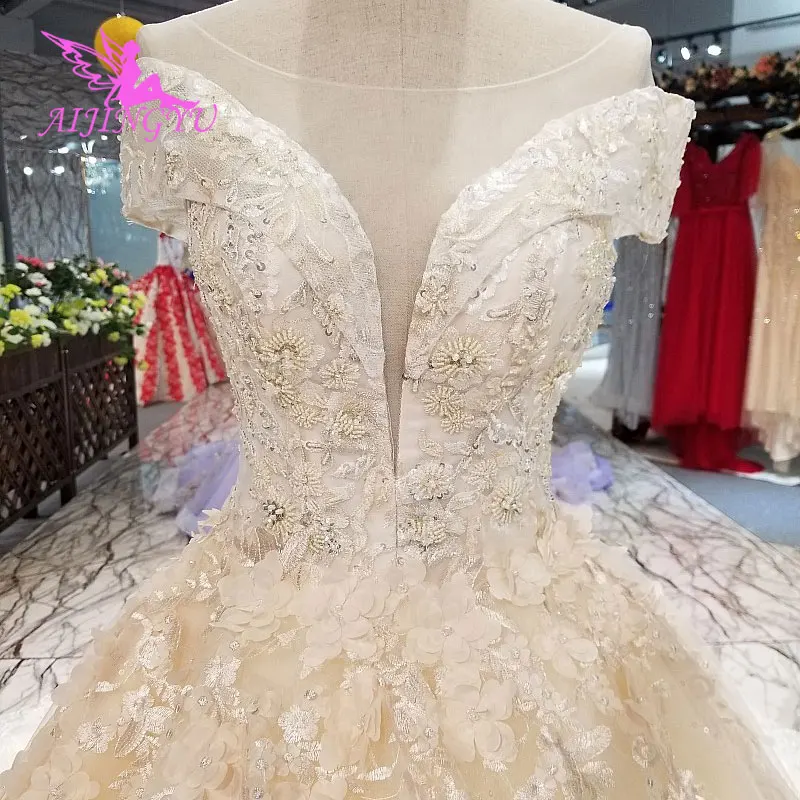 AIJINGYU Wedding Dresses United States Marriage Cheap Plus Size Open Back For Sale Shop Gown Online Glitter Tulle Dress | Свадьбы и