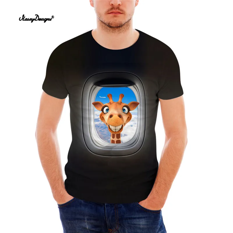 Мужские топы Noisydesigns футболка хорошего качества новый дизайн веселые Жирафы с HD