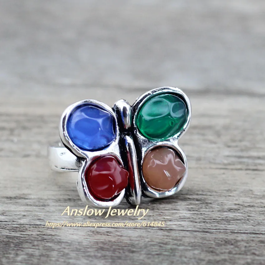 Женское кольцо с цветными бабочками Anslow модное элегантное для свадьбы и помолвки