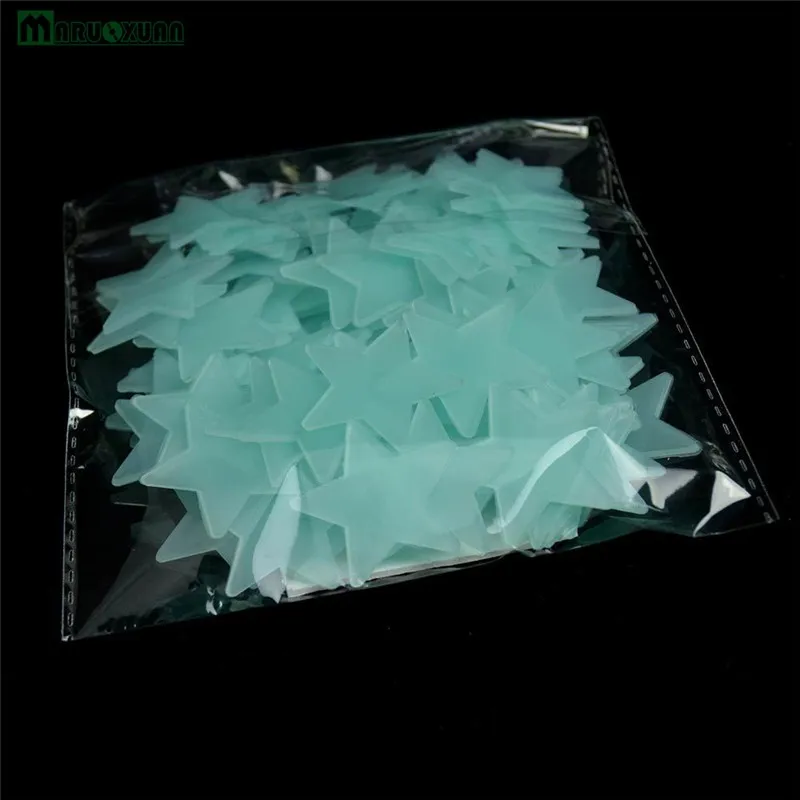 Maruoxuan 100 unids/лот Glow наклейки Детские татуировки Детская комната украшения яркие звезды флуоресцентные цвета 4 вида цветов