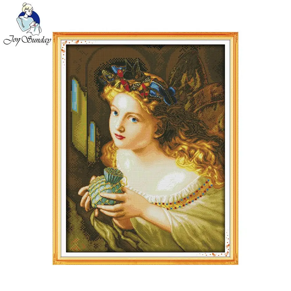 Joy Sunday девочка с золотыми волосами Набор для вышивки крестиком DIY14CT наборы