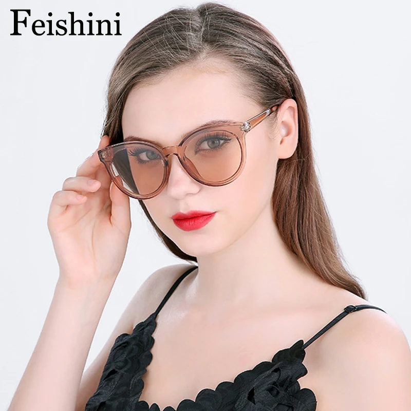 Модные прозрачные цветные корейские очки Feishini Future овальные недорогие женские