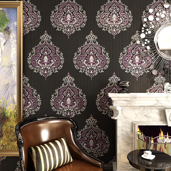 Роскошный Европейский Дамаск фото настенные фрески Современная гостиная