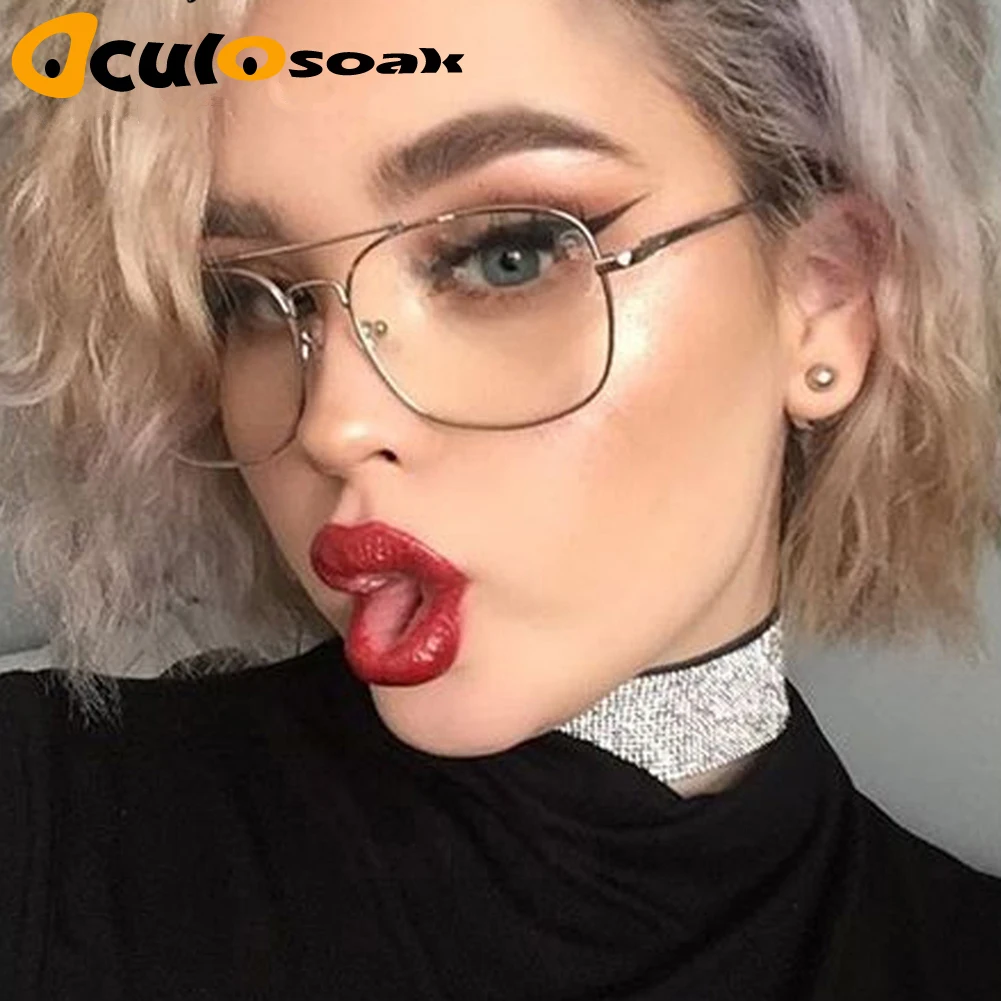 Оригинальные модные очки Oculos с металлическими большими квадратными очками для