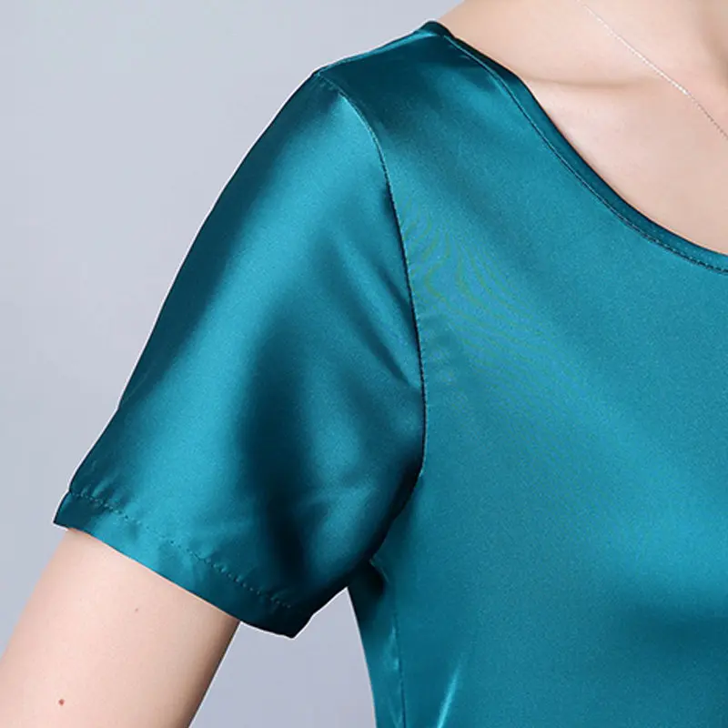New Korea Fashion Blusas Mujer 2018 Summer Short Sleeve Plus Size Shirts Women Blouses Casual Wine Green Slik Tops Ladies | Женская