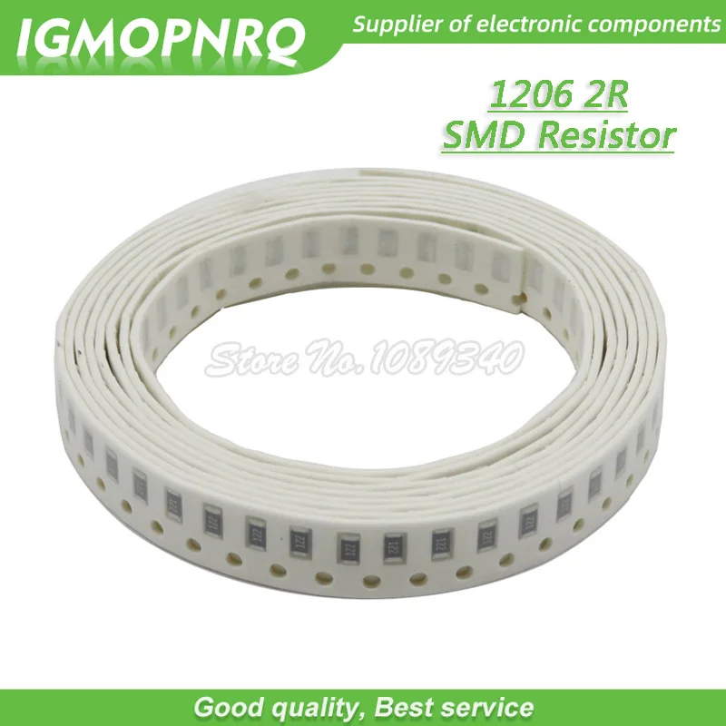 100 шт. 1206 SMD резистор 1% сопротивление 2 Ом чиповый 0 25 Вт 1/4 2R IGMOPNRQ|Резисторы| |