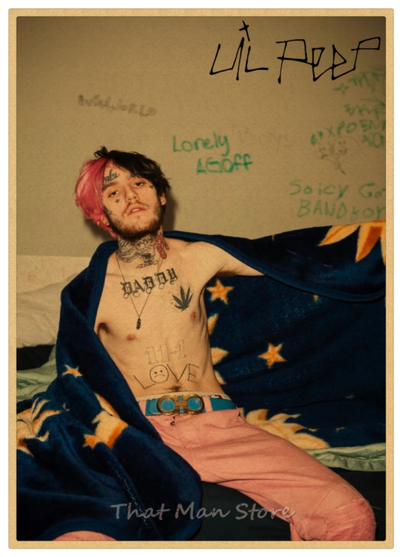 Хип-хоп рэпер Lil Peep плакат наклейки на стену винтажные постеры печать высокого качества для гостиной домашний декор 42*30 см