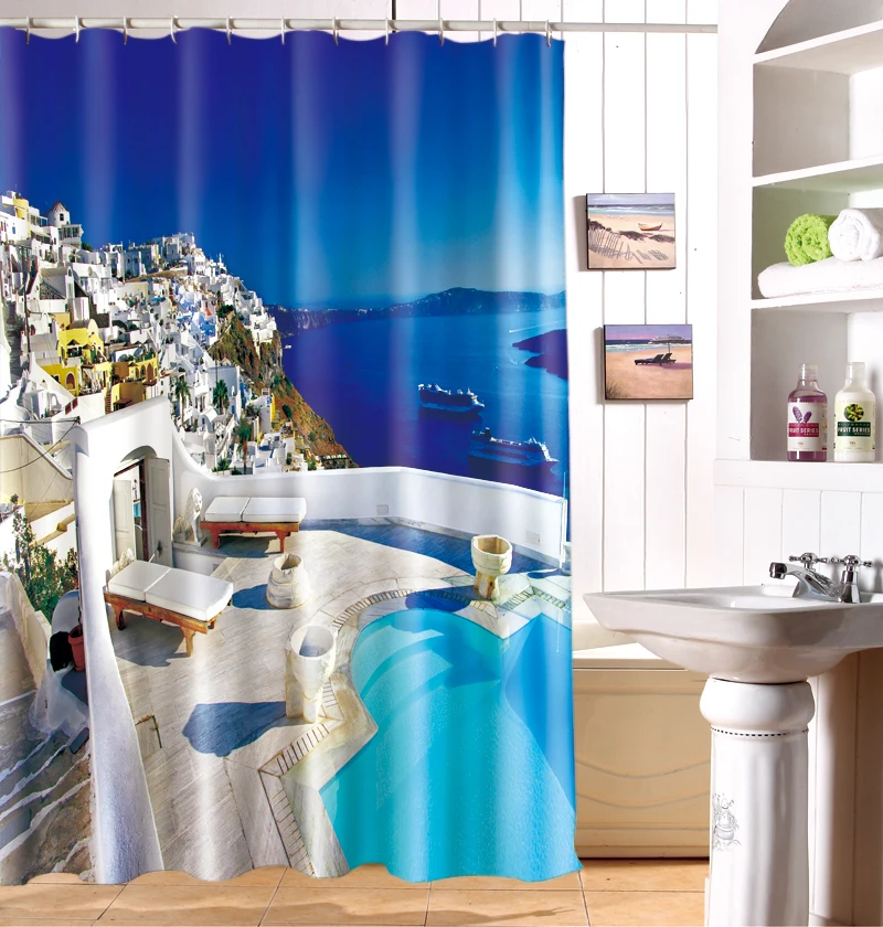 Греческое Эгейское персонализированное цифровое фото печать занавеска для