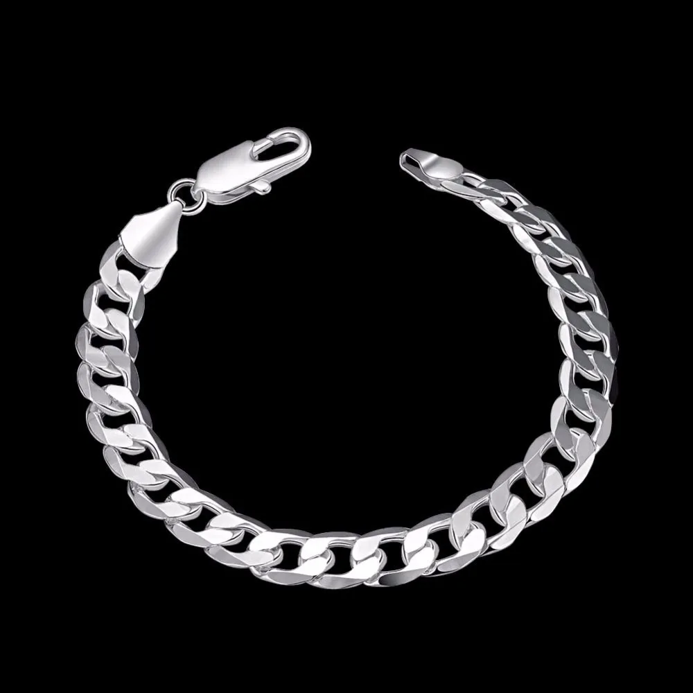 6 мм Для мужчин Браслеты Silver Link Цепи браслет для серебро 925 ювелирные изделия