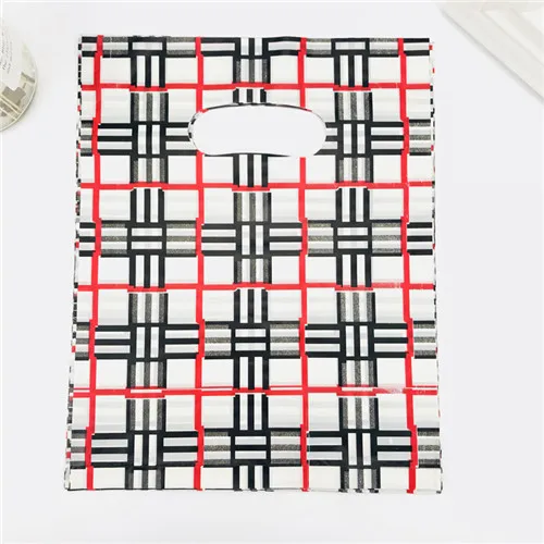 Red Black lattice 25x35 20x25 15x20 см 10 шт. сумка для хранения одежды хозяйственные пластиковые сумки с ручками ювелирные изделия свадебный пластиковый мешочек для упаковки подарков - Цвет: Red Black lattice