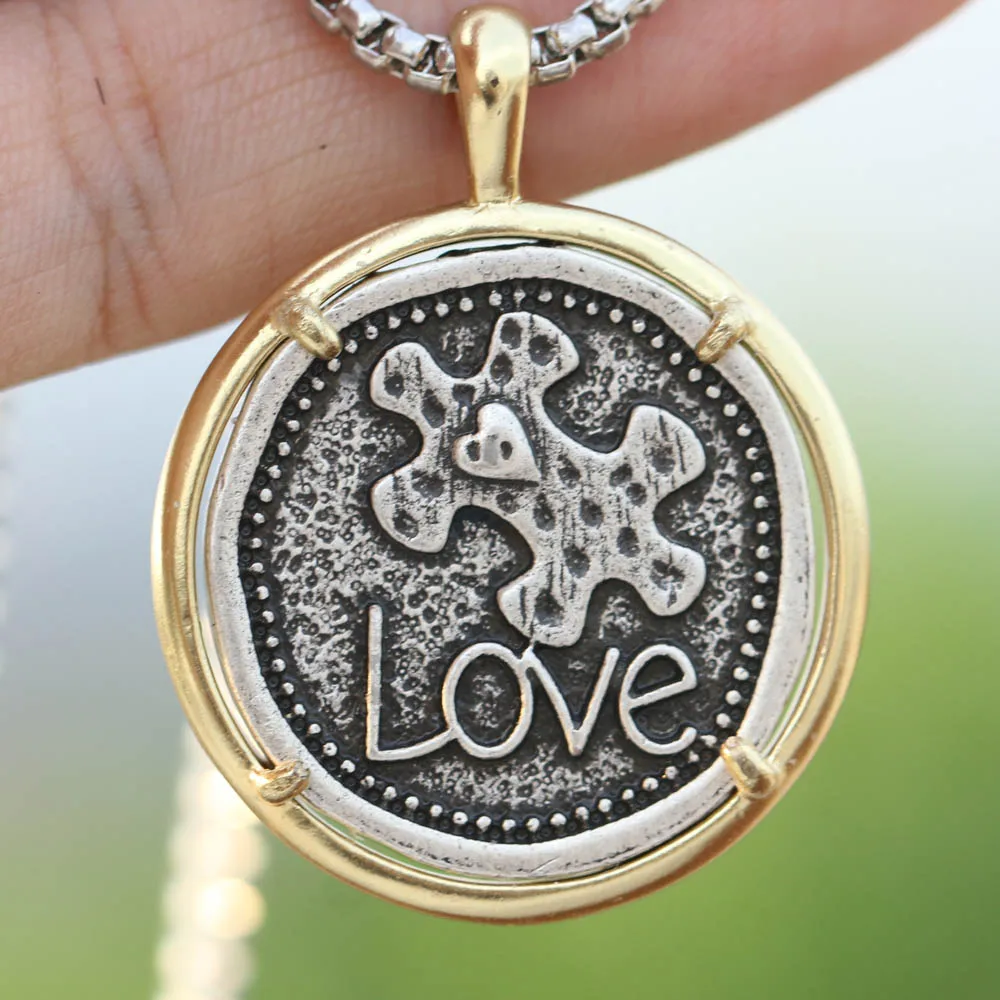 Ожерелье-пазл подвеска для информирования об аутизме ювелирные изделия подарок